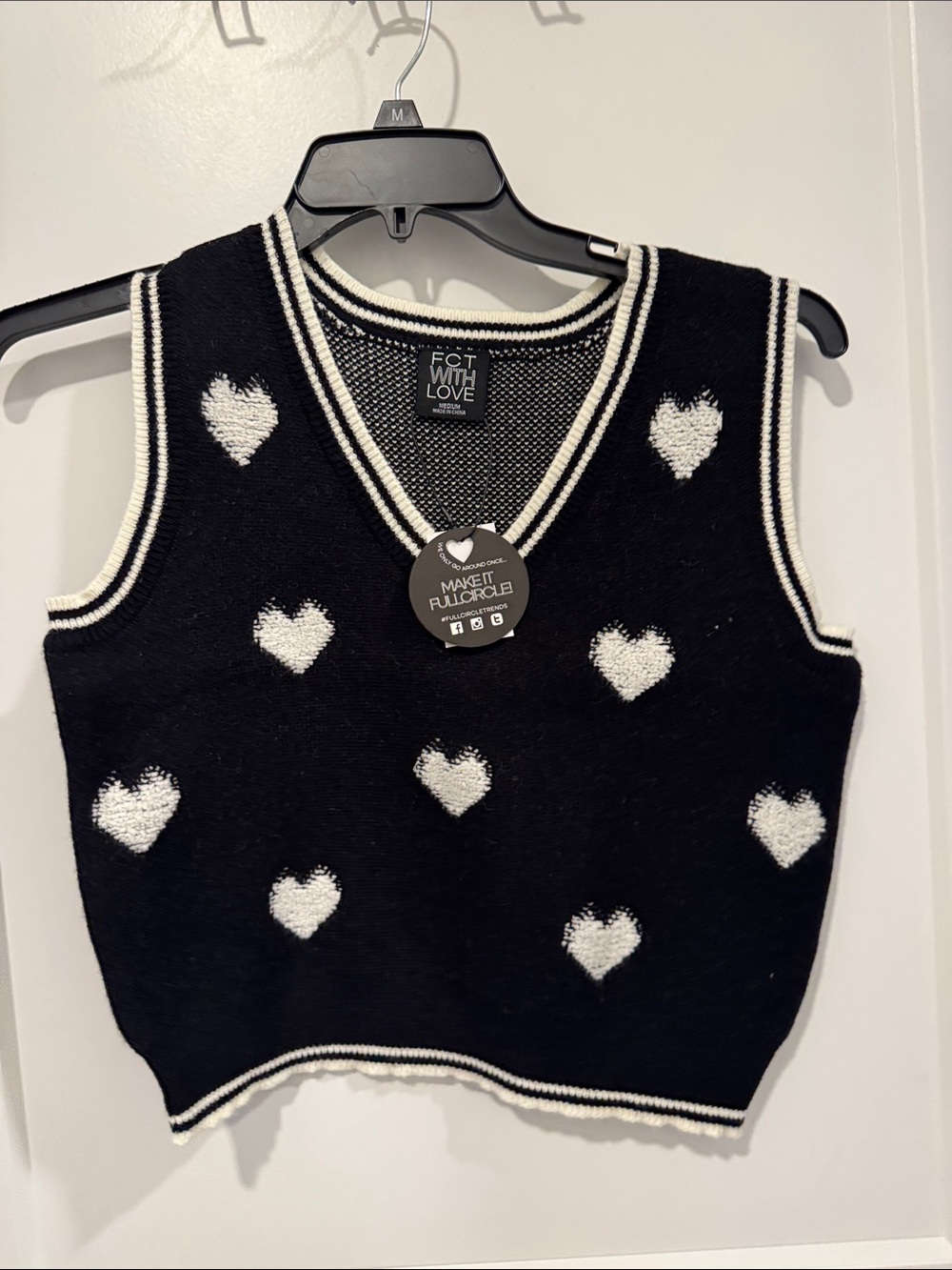 FCT WITH LOVE Black Heart Knit Vest